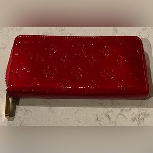 Authentic Louis Vuitton Patent Leather Cherry Red Zippy Zip around Long Wallet